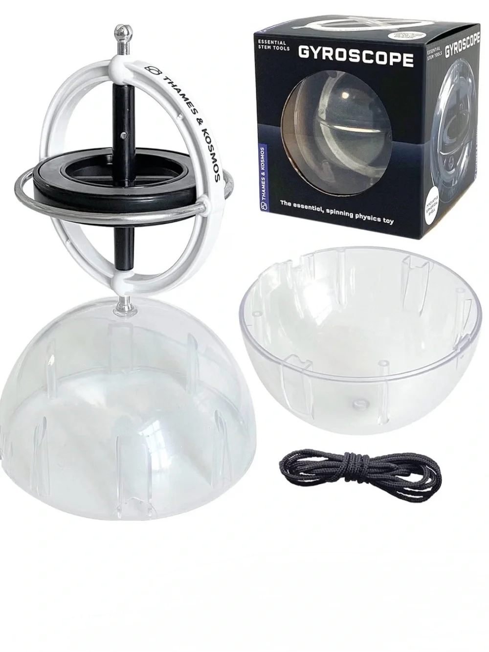 Thames & Kosmos Kids Gyroscope Toy – Clear & Black STEM Spinner